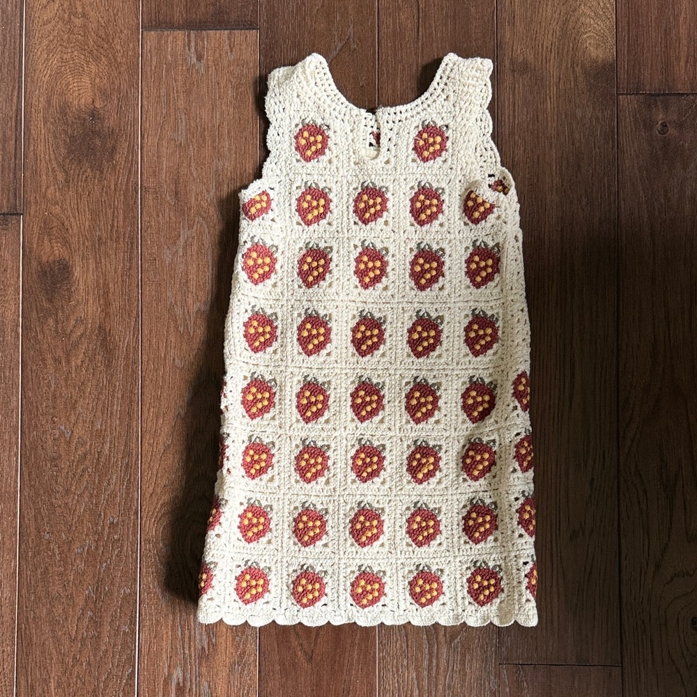 Rylee + Cru Cream and Red Crochet Kids Dress